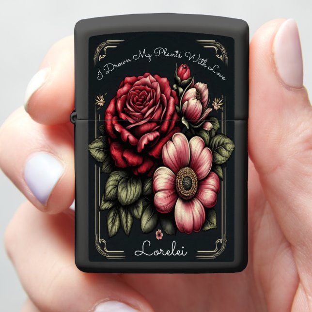 Elegant Floral Statement  Zippo Lighter (In Hand)