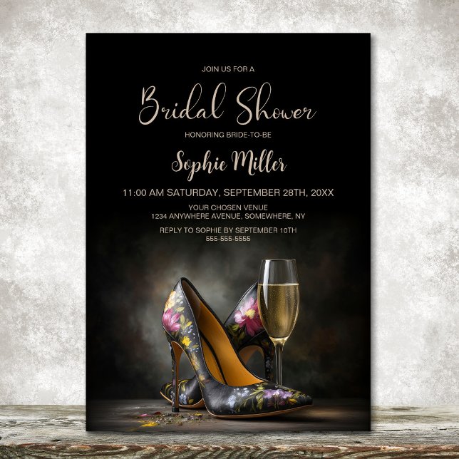 Elegant Floral Stiletto Shoes Bridal Shower Invitation (Creator Uploaded)