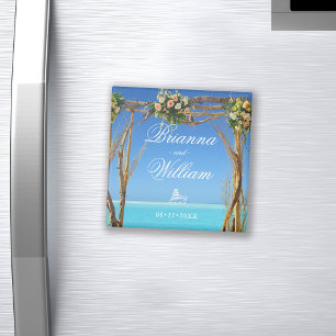 Elegant Floral Summer Beach Wedding Save the Date Magnet
