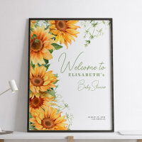 Elegant floral sunflower baby shower welcome sign
