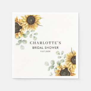 Elegant Floral Sunflower Bridal Shower Paper Napkins