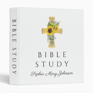 Elegant Floral Sunflower Cross  3 Ring Binder