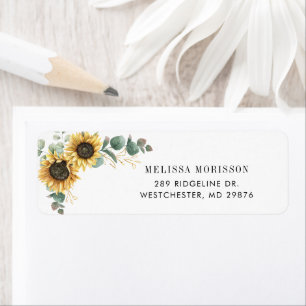 Elegant Floral Sunflower Eucalyptus Return Address Label