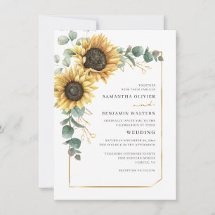 Elegant Floral Sunflower Eucalyptus Wedding Invitation