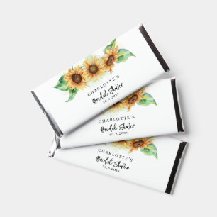 Elegant Floral Sunflower Watercolor Bridal Shower Hershey Bar Favors