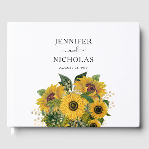 Elegant Floral Sunflower Wedding Guest Book