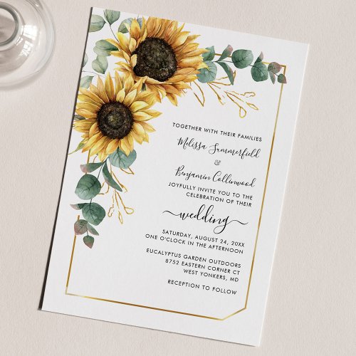 Elegant Floral Sunflower Wedding Invitation