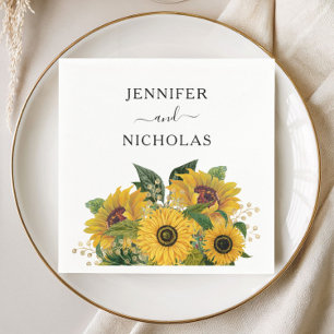 Elegant Floral Sunflower Wedding Napkins