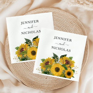 Elegant Floral Sunflower Wedding Napkins