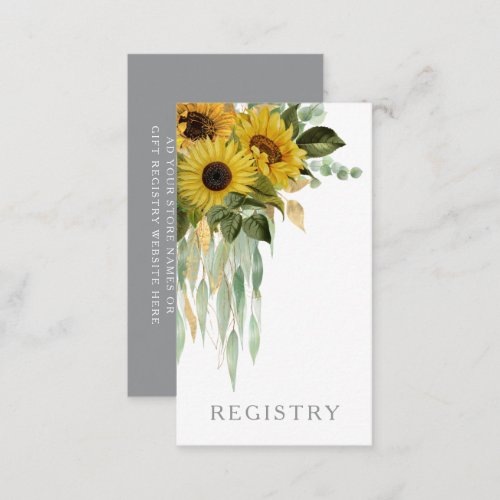 Elegant Floral Sunflower Wedding Registry Enclosure Card