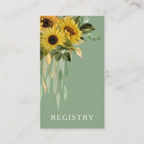 Elegant Floral Sunflower Wedding Registry Enclosure Card