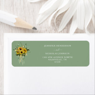 Elegant Floral Sunflower Wedding Return Address Label