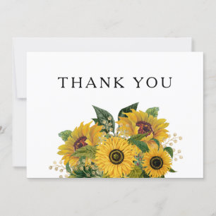 Elegant Floral Sunflower Wedding Thank You Card