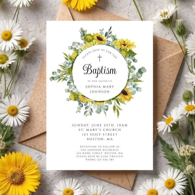 Elegant Floral Sunflower Wreath Invitation (Elegant Floral Sunflower Wreath Invitation)