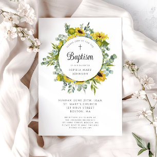 Elegant Floral Sunflower Wreath Invitation