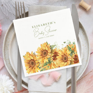 Elegant floral sunflowers baby shower napkins