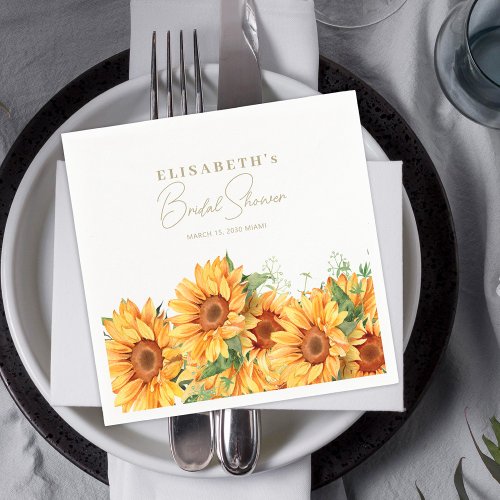 Elegant floral sunflowers bridal shower  napkins