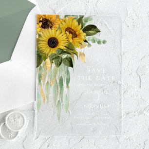 Elegant Floral Sunflowers Save The Date