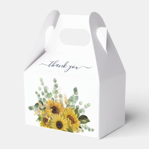 Elegant Floral Sunflowers Thank You  Favor Boxes