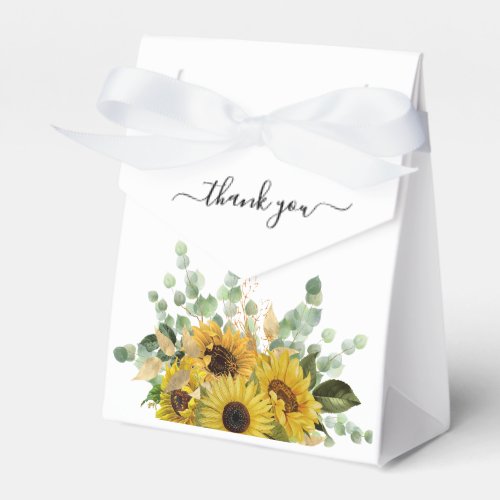 Elegant Floral Sunflowers Thank You Wedding Favor Boxes