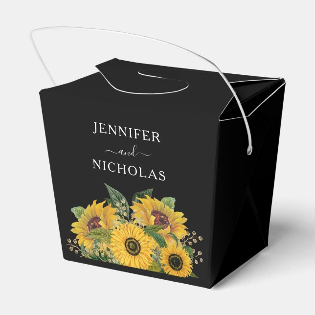 Elegant Floral Sunflowers Wedding Favor Boxes (Back Side)