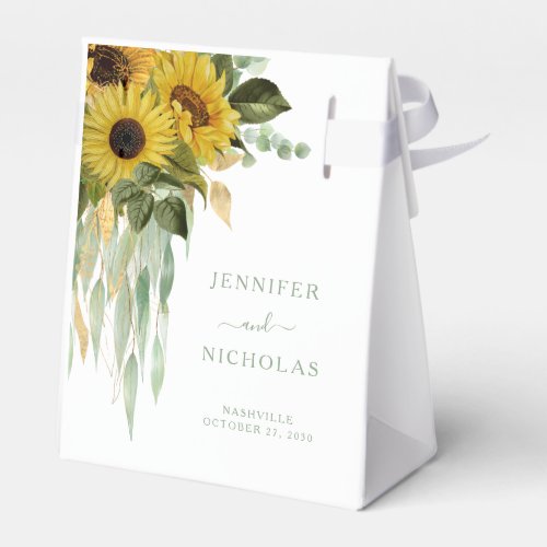 Elegant Floral Sunflowers Wedding Favor Boxes