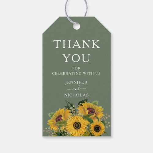 Elegant Floral Sunflowers Wedding Gift Tags