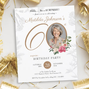 Elegant Floral Surprise 60th Birthday Invitation