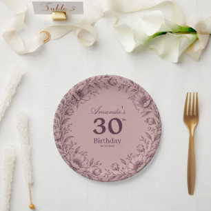 Elegant Floral Surprise Birthday Paper Plates