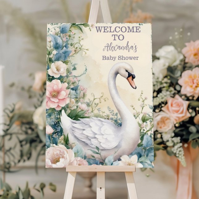 Elegant Floral Swan Blush Pink Baby Shower Foam Board (Creator Uploaded)