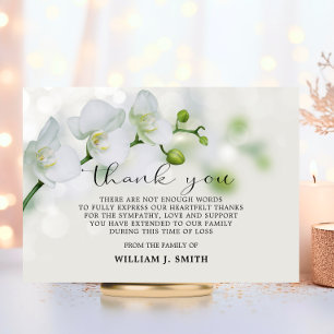 Elegant Floral Sympathy White Orchids THANK YOU Card