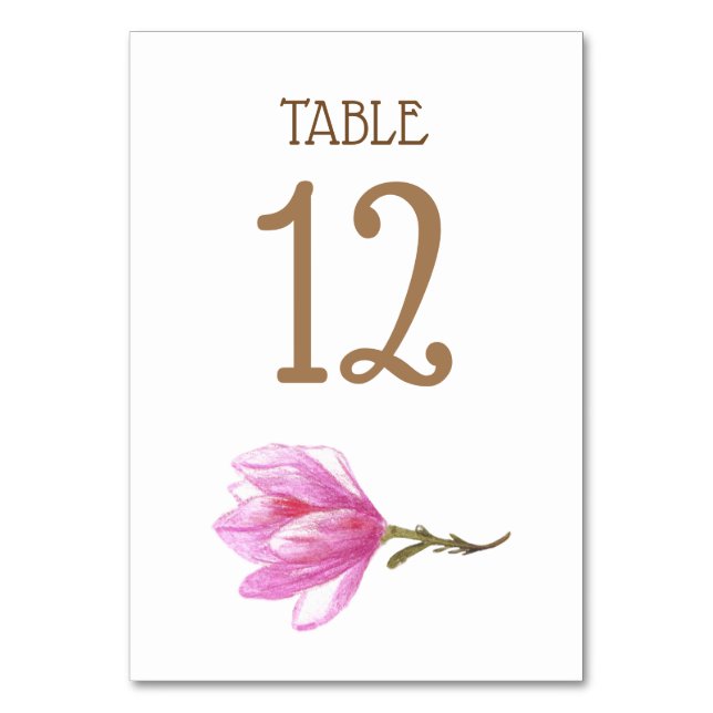 Elegant Floral Table Number Card (Front)