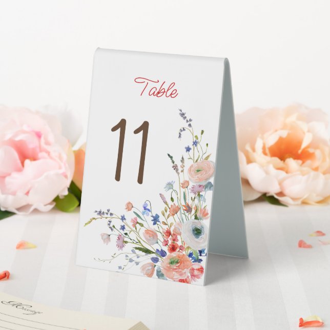 Elegant Floral Table Number Tent (In SItu (Wedding))