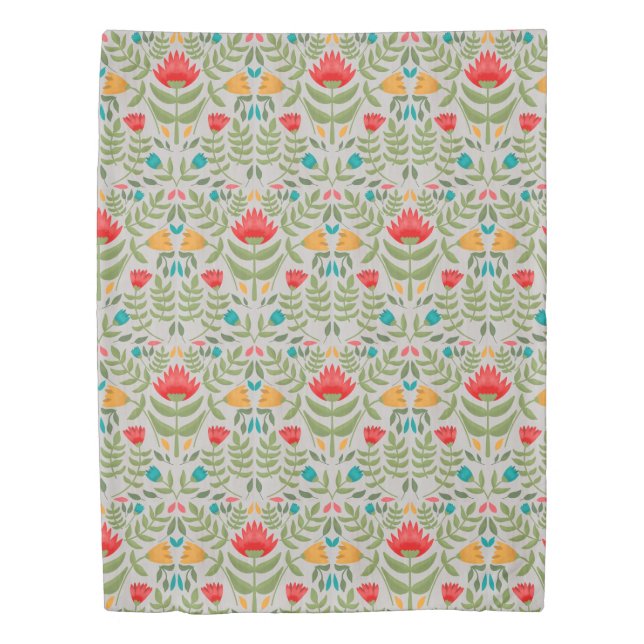 Elegant Floral Tableau Style Duvet Cover (Front)