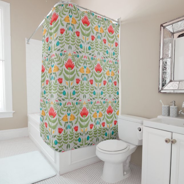 Elegant Floral Tableau Style Shower Curtain (In Situ)