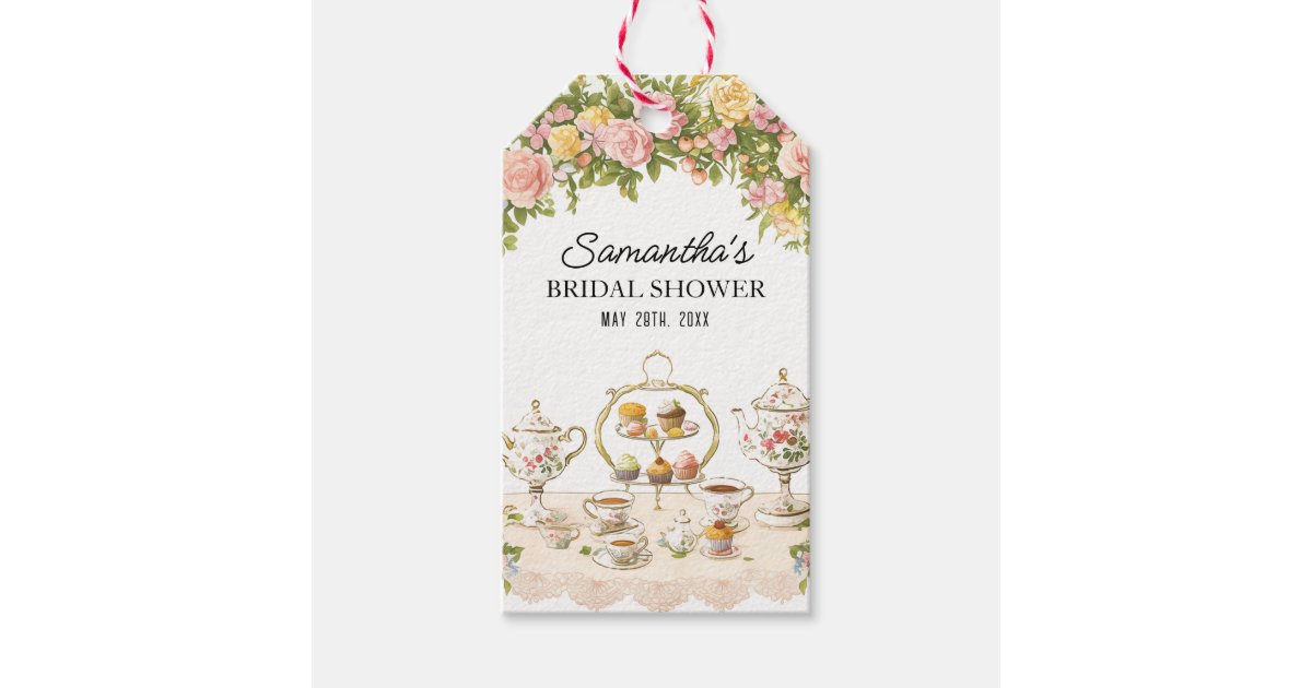 Elegant Floral Tea Bridal Shower Favor Gift Tag | Zazzle