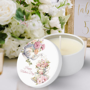 Elegant Floral Tea Happy Mother's Day Mini Candle Favors