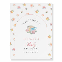 Elegant Floral Tea Party Baby Shower Welcome