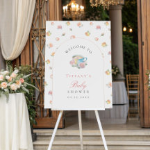 Elegant Floral Tea Party Baby Shower Welcome