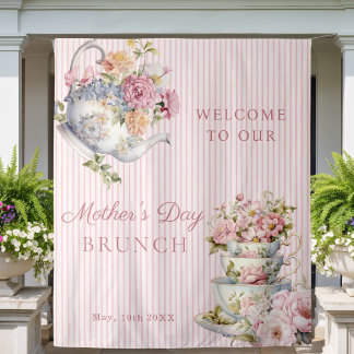Elegant Floral Tea party Mother's Day Backdrop