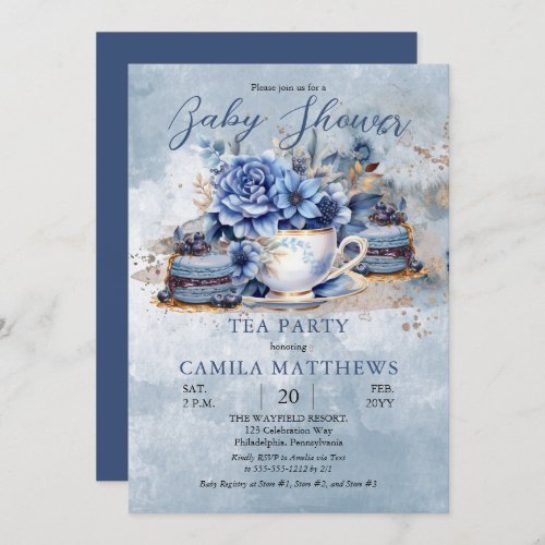 Elegant Floral Teacup Baby Shower Invitation