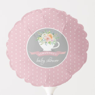 Elegant Floral Teacup Baby Shower Tea Party Balloon