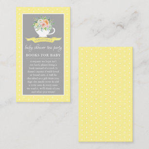 Elegant Floral Teacup Baby Shower Tea Party Book Enclosure Card