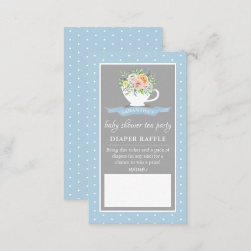 Elegant Floral Teacup Baby Shower Tea Party Diaper Enclosure Card