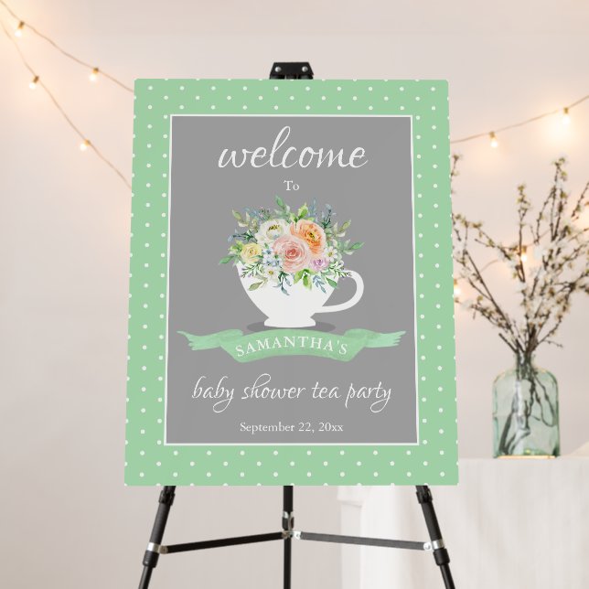 Elegant Floral Teacup Baby Shower Tea Party Foam Board (In Situ (Stand))