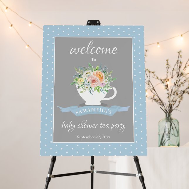 Elegant Floral Teacup Baby Shower Tea Party Foam Board (In Situ (Stand))