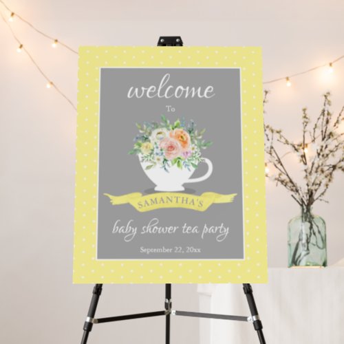 Elegant Floral Teacup Baby Shower Tea Party Foam Board