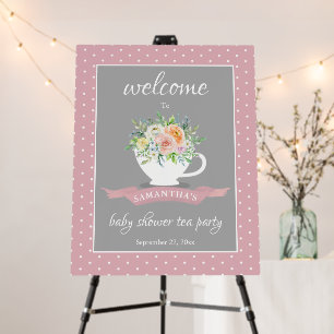 Elegant Floral Teacup Baby Shower Tea Party Foam Board