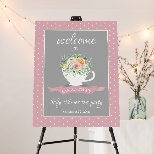 Elegant Floral Teacup Baby Shower Tea Party Foam Board (In Situ (Stand))