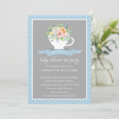 Elegant Floral Teacup Baby Shower Tea Party Invitation (Standing Front)